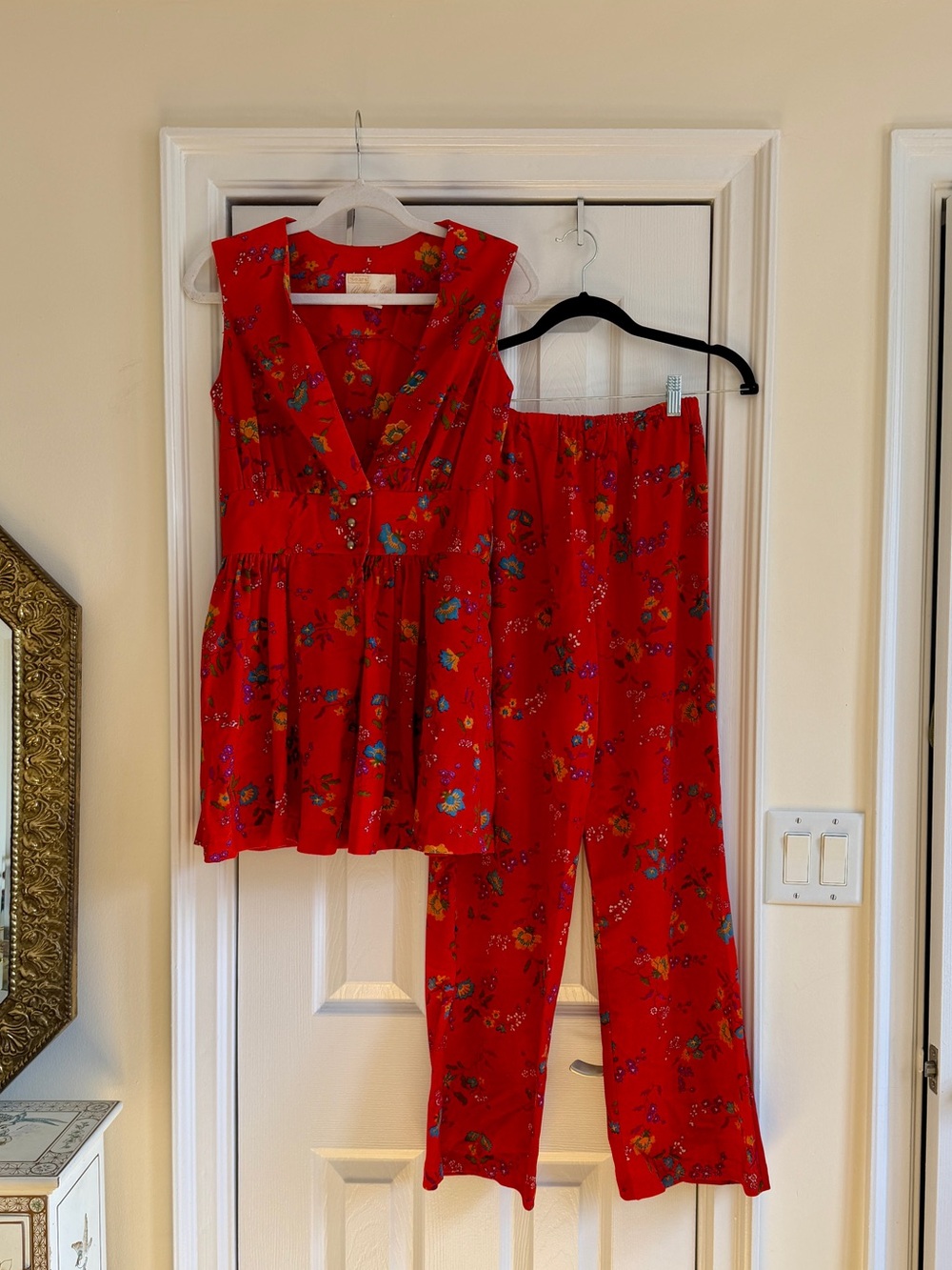 Vintage sears “at home wear” 1970s matching top and pants floral co-ord set, XS/